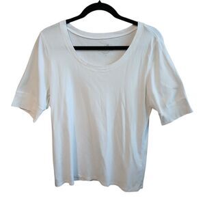 J Jill Pima Slub Elbow Sleeve Tee Large Cotton Stretch Casual Everyday Layers